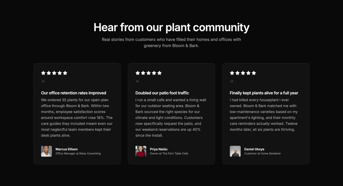 Preview of Testimonials #1